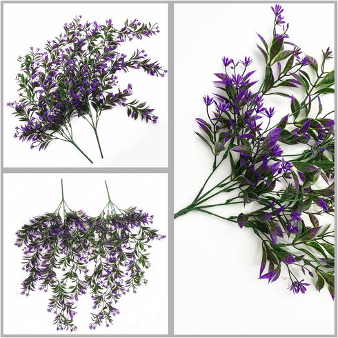 Artificial Flowers Vine, Plastic Hanging Ivy Plants, Fake Vines Grass Garland for Home Garden Decoration - Purple