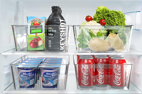 Simple Houseware 4 Pcs Clear Bin Storage Organizer, 8'' Tall, 15" x 8" x 3.75".
