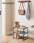 2-Tier 3-6 11.8 16.7 14.8 Inches, ULSA002B01 SONGMICS Shoe Rack, Shoe Organizer, Metal Storage Shelf, Upright or Upside