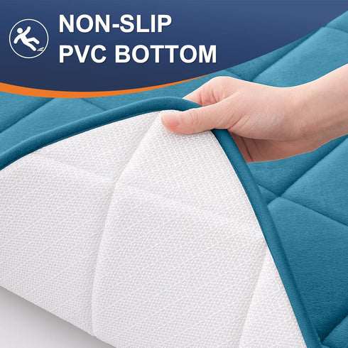 OLANLY Memory Foam Bath Mat 30x20, Ultra Soft Absorbent Bathroom Rug, Machine Washable Peacock Blue