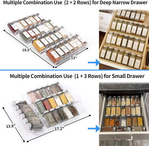 MIUKAA Clear Acrylic Spice Drawer Organizer, 4 Tier Seasoning Jars Insert for Drawer/Countertop (Jars not included)