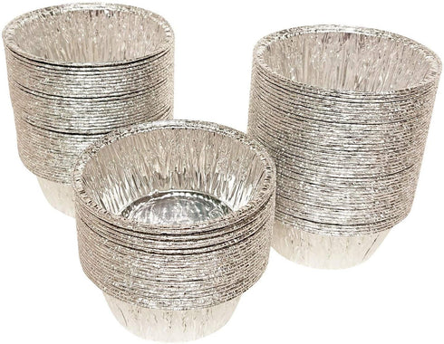 2 Oz Disposable Baking Cups, Tins Foil Pans, 70 mL Aluminum Foil Cupcake Bowl, 100Pcs for Baking, Roasting
