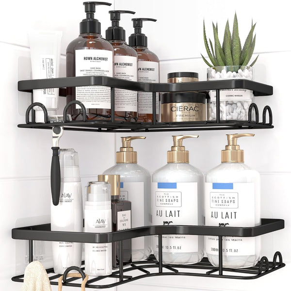 Sakugi Corner Shower Caddy - 2 Pack, Adhesive Shower Organizers, Rustproof Stainless