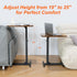360 TV Tray Table for Small Spaces with Swivel Tabletop & Height Adjustable,C Shaped Sofa Arm End Side Table, Bed Tray