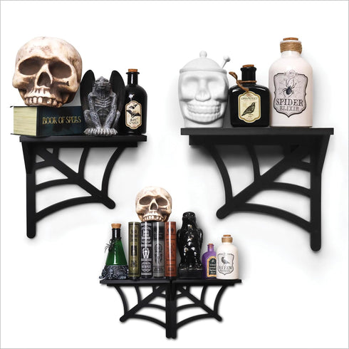 BELL BOOK AND CANDLE 2 PC Spider Web Floating Shelves - Hang