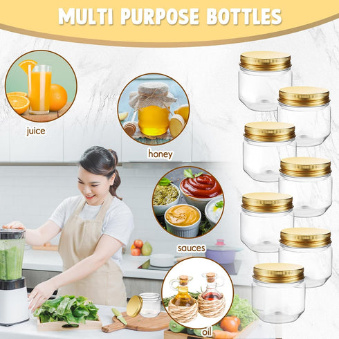 60 3 oz Tanlade Pcs Clear Plastic Jars with Lids Wide Mouth Mason Jars Mini Storage Containers Bulk for Herb Jelly
