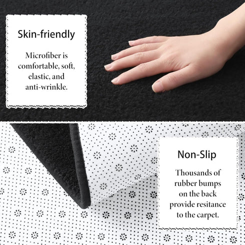 Keeko Soft Area Rugs for Bedroom Living Room, 2x3 Black Modern Low Pile Fluffy Small Rug Door Mat