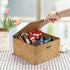Hipiwe Handwoven Seagrass Basket Bin Square Household Storage Container with Lid Wicker Shelf Basket Bin for Bookshelf