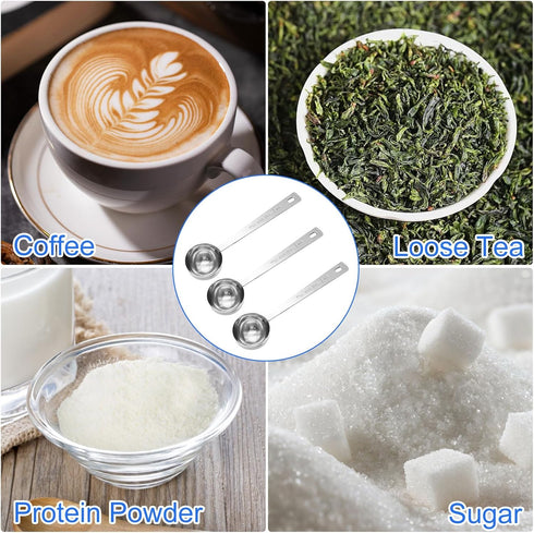Timoo Coffee Measuring Scoop 1 Tablespoon Long Handle Stainless Steel Spoon for Coffee, Milk Powder, Fruit Powder, Set