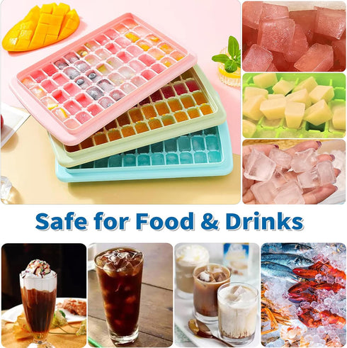 ARTLEO Ice Cube Tray with Lid and Bin for Freezer, 55 Trapezium Easy Release Ice Cube Tray with Cover, Storage