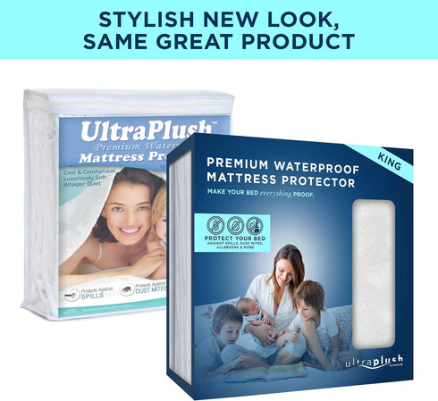 UltraPlush King Waterproof Mattress Protector, Bedwetting Bed Cover