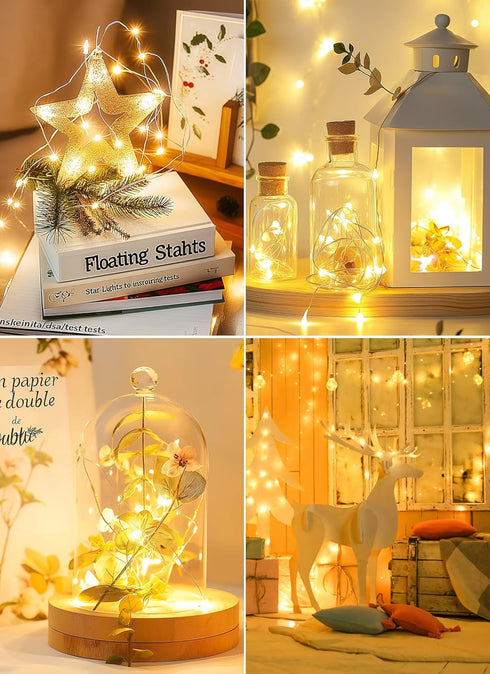 2 Pack 33FT 100 Fairy Lights Battery Operated, LEDs Mini Battery Powered String Lights, Waterproof Copper Wire Twinkle