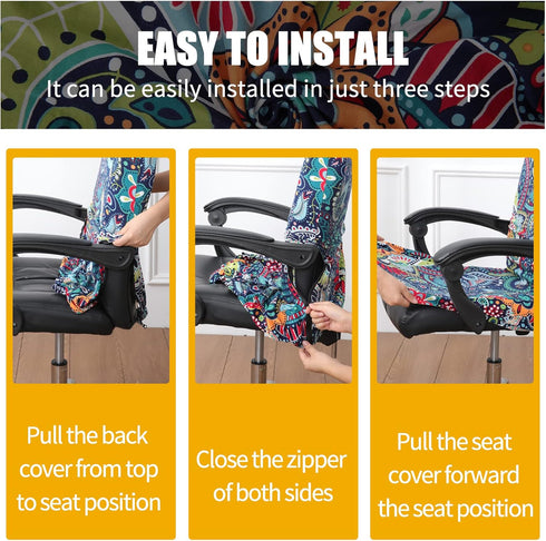 smiry Stretch Printed Computer Office Chair Covers, Soft Fit Universal Desk Chair Slipcovers