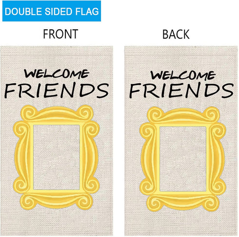 ZJXHPO Welcome Friend Garden Flag, Inspire Gift Novelty Outdoor Flag for Garden Decor