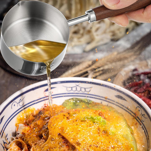 Luxshiny Mini Sauce Pan, 125ml Stainless Steel with Pour Spouts, Small Melting Pot for Cooking, Picnic