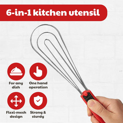 Tongs for Cooking, Multipurpose 6-in-1 Kitchen Utensils, Whisks for Cooking, Egg Beater Mixer, Salad Tongs