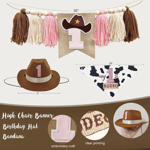 YJDFWAUT 1st 1 My Rodeo Birthday Decorations Girl, Western Cowgirl First Birthday Party Supplies, Cowgirl Balloon Arch