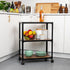 Mind Reader Bar Cart - Rolling 3-Tier Kitchen Cart, Microwave Stand, Wood/Metal, 23"L x 12"W x 29.5"H, Brown