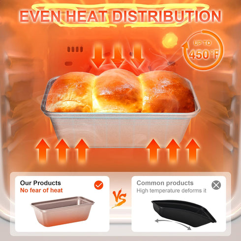 HONGBAKE Mini Loaf Pan for Baking Bread, Nonstick Small Banana Bread Tins Set of 3, 6 x 3.3 x 2 In - Rose Gold