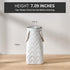 7 inch Vaseking Elegant White Petite Vase, Ceramic Modern Minimalism Geometric Texture Purse Vase with Hanging Rope