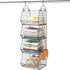 X-cosrack 4 Tier Closet Hanging Organizer, Clothes Shelves with 5 S Hooks, Wire Storage Bins for Clothing Accessories