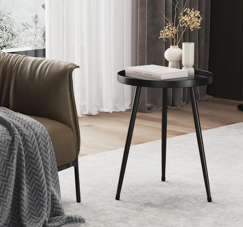 SYQ Round Metal Side Table Small End Table for Indoor Outdoor, Mid Century Modern Decor, Simple Circle Accent Table