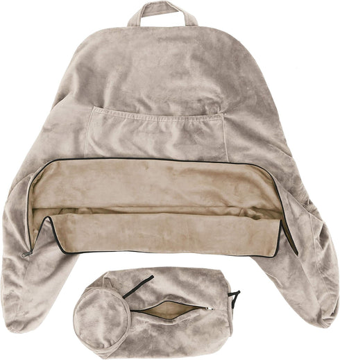 Cozy Husband Pillow Medium Cover Aspen Edition Cowboy Taupe, Reversible Microfiber to Microsuede, Side & Back Pockets