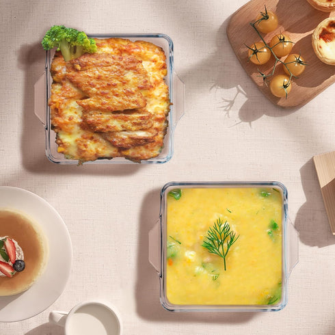 Small Casserole Dishes 2 Pack, 5 Inch Glass Square Baking Dish for Oven, Microwave, Air Fryer