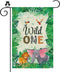 Wild One Garden Flag 12 x 18 Inch Double Sided, Happy 1st Birthday Zoo Theme Outdoor Banner for Party Decor