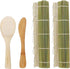 BambooMN Sushi Making Kit, 2x Green Bamboo Rolling Mats, 1x Rice Paddle, 1x Spreader, 100% Bamboo Mats and Utensils