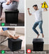LotFancy Foldable Storage Ottoman, Small Leather Bench with Storage, 13x12x12 Inches, Holds up to 260 lb, Black