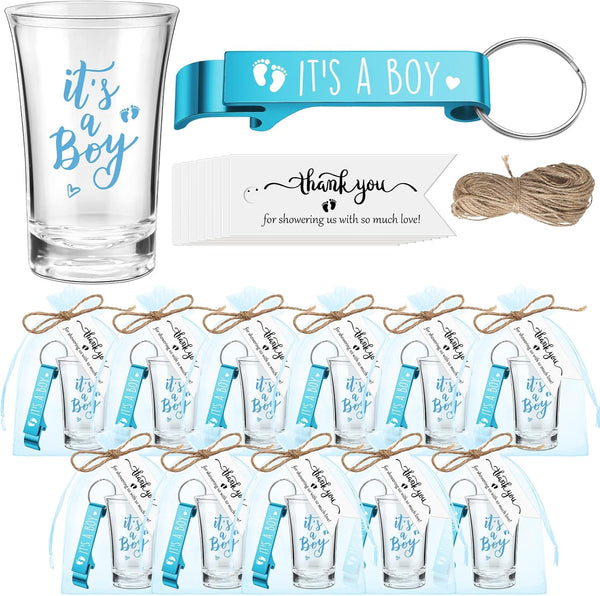 Blushtier 25 Sets Baby Shower Party Favor Shot Glasses Cute Bottle Opener Keychains