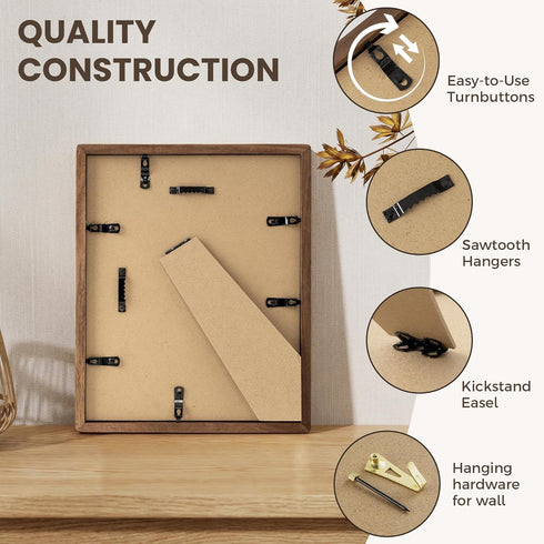 8x10 8x10 8 10 5x7 1 Pack Picture Frame, USA-Sourced Walnut Wood Picture Frame, Photo Frame with High Tempered Glass