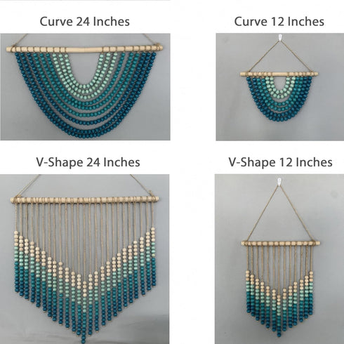 24 Inches) Boho Ombre Wood Bead Wall Hanging, Handmade Unique Giant Art Decor for Bedroom, Nursery, Living Room