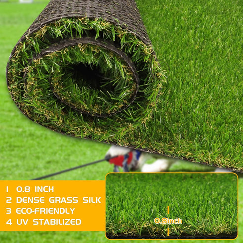 3' 5' 0.8" Artificial Grass Turf Lawn x Outdoor Rug, Premium Realistic Turf for Garden, Yard, Home Landscape