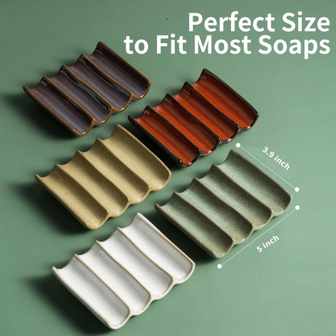 Bar Soap Holder, Soap Dish for Shower, Soap Saver for Bathroom, Sink, Kitchen, and Countertop, 5" x 3.9" Ceramic Japanese Soap Tray to Lift Soap Keep Dry and Easy Cleaning, Purple by Cormomu