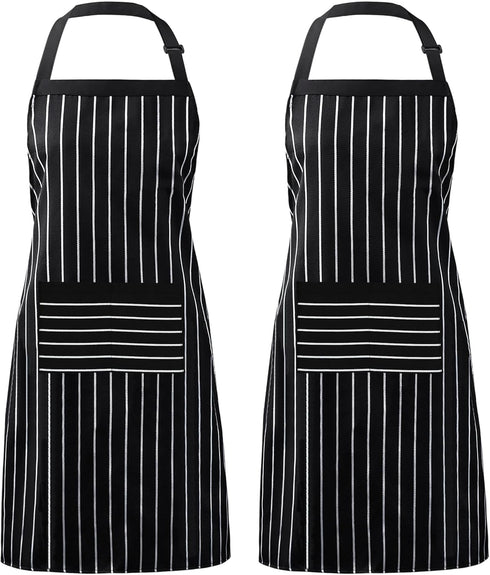 Syntus 2 Pack Adjustable Bib Apron, Waterdrop Resistant Cooking Kitchen Aprons for Men and Women