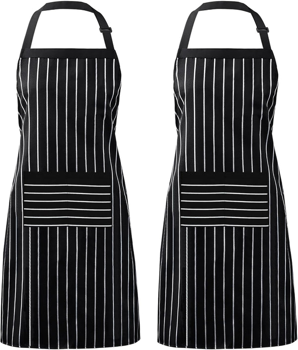 Syntus 2 Pack Adjustable Bib Apron, Waterdrop Resistant Cooking Kitchen Aprons for Men and Women