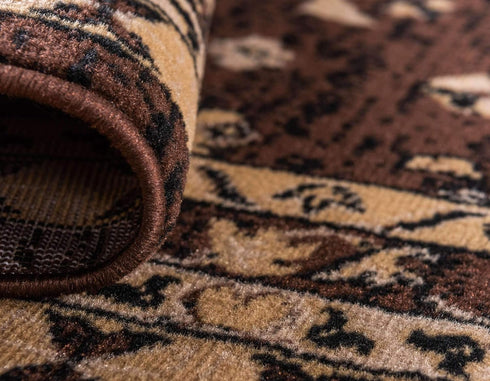 Unique Loom Taftan Collection Area Rug - Border Geometric Tribal Design, 2 ft 2 in x 3 ft, Brown/Tan