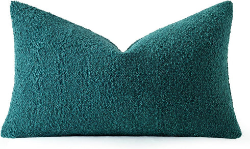 Pack 1 Decor,12x20 Inch MIULEE Textured Boucle Throw Pillow Cover Teal Accent Solid Lumbar Spring Pillow Case