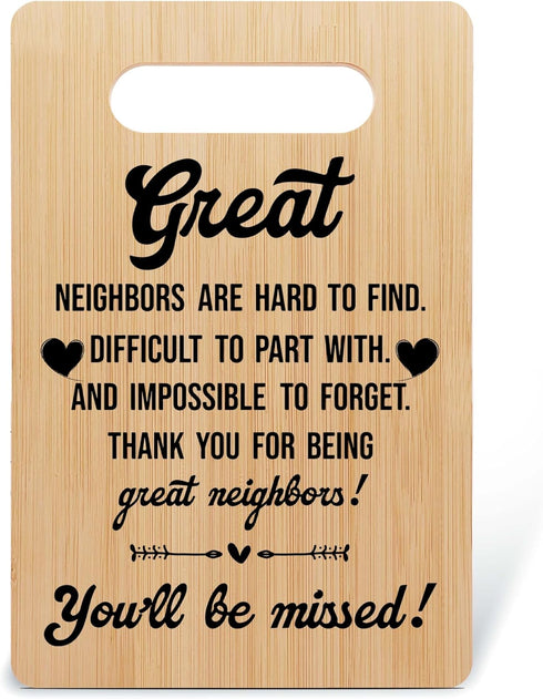 Bamboo Chopping Board Housewarming Gift, Thank You Present for Neighbors, Charcuterie Board for Birthday & Christmas