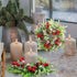 6 Lyrow Pcs Christmas Candle Rings Wreath Xmas Kitchen Cabinet Mini Wreath Artificial Berries Snowy Pine Candle Ring
