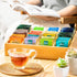 Tea Bag Organizer - Bamboo Storage with 12 Compartments for Tea Bags, Natural Bamboo for Kitchen Cabinet