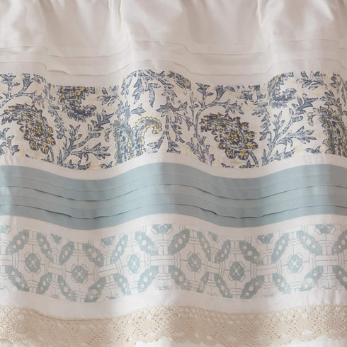 Madison Park Dawn Printed Blue Window Valance, Cotton Rod Pocket Floral Valances, 50X18", Teal