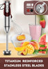 MegaWise Pro Titanium Reinforced 3-in-1 Immersion Corded Hand Blender, 12-Speed with Whisk and Milk Frother (3-in-1 Red)