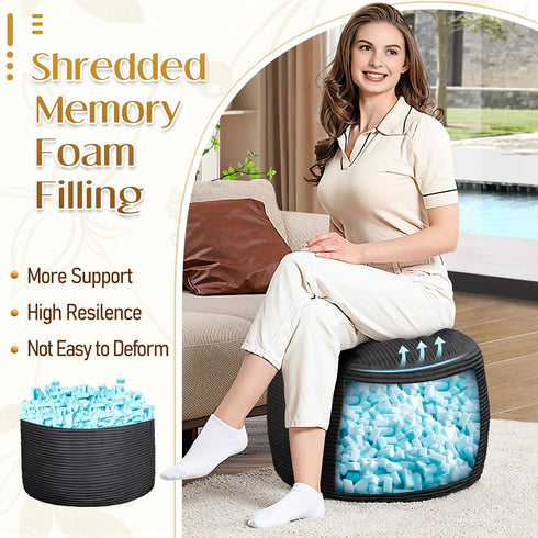 AS AWESLING Plush Round Ottoman Foot Rest - Dual Size Comfort for Living Room