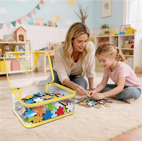 8pcs NEW Extra large color Toy Storage Bags with Zipper and Labels, Clear PVC Waterproof Toy Organizers Bags for Board