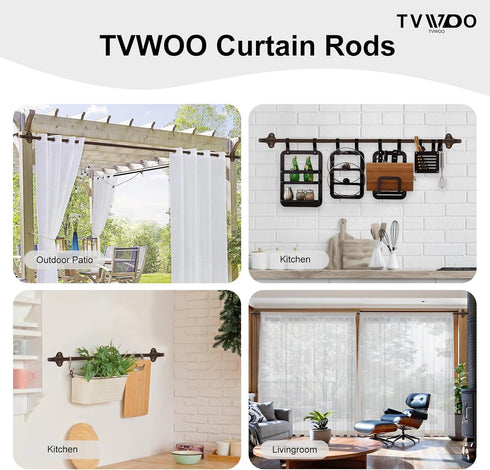 Bronze Wrap Around Curtain Rods 48 to 84 Inch, 5/8 Inch Adjustable Blackout Rod with Brackets, Room Darkening, Brown