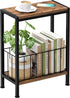 Narrow Side Table, Skinny End Tables with Magazine Holder, Small Sofa Table