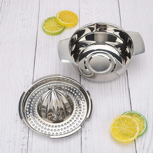 Wingwa Stainless Steel Lemon Squeezer Citrus Juicer Handheld Press Orange Juice Squeezing Tool with Bowl Storage